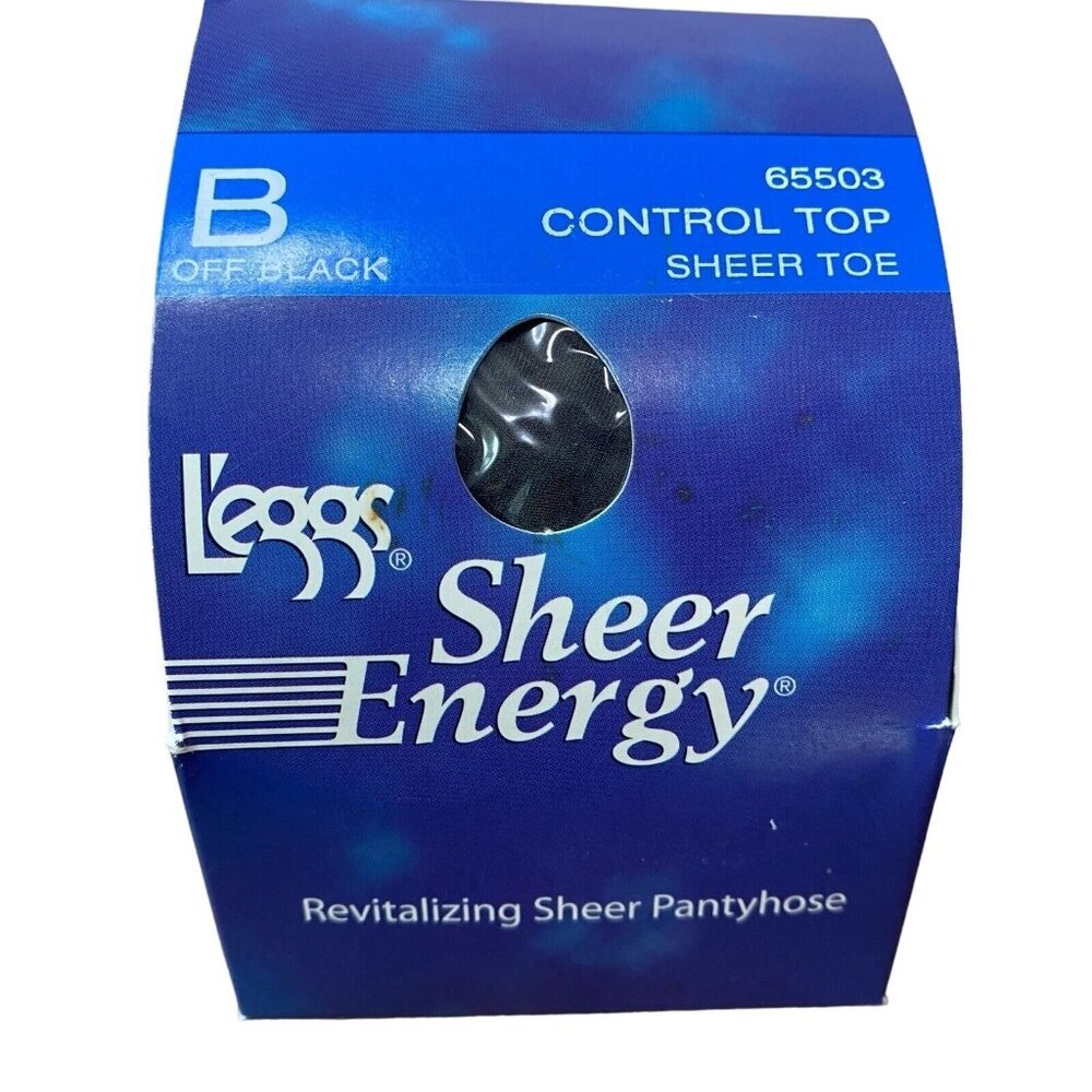 New L'eggs Sheer Energy Control Top Pantyhose Off Black 65503 Size B Sheer Toe